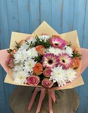 Букет цветов из:  Розы, Герберы и Хризантемы в Ябедино