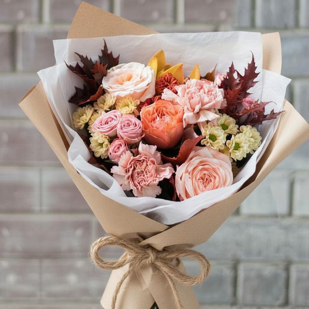 Букет цветов из: Гвоздики, Хризантемы и Розы в Ябедино