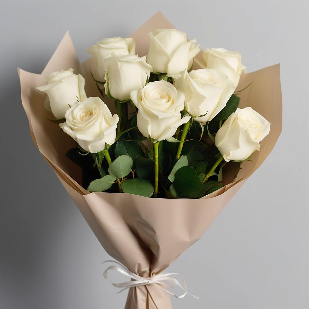 Букет 9 Белых роз Эдлесс Лав в Ябедино