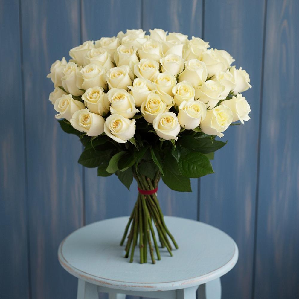 Букет 51 Белая роза Эдлесс Лав в Ябедино