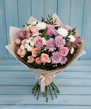 Букет цветов из:  Хризантемы, Розы и Альстромерии в Ябедино