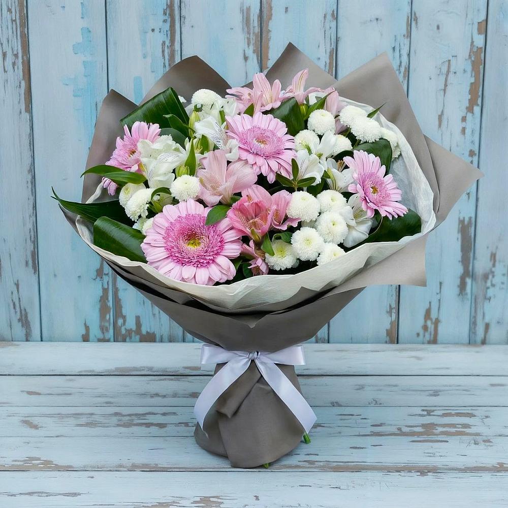 Букет цветов из: Герберы, Альстромерии и Хризантемы в Ябедино