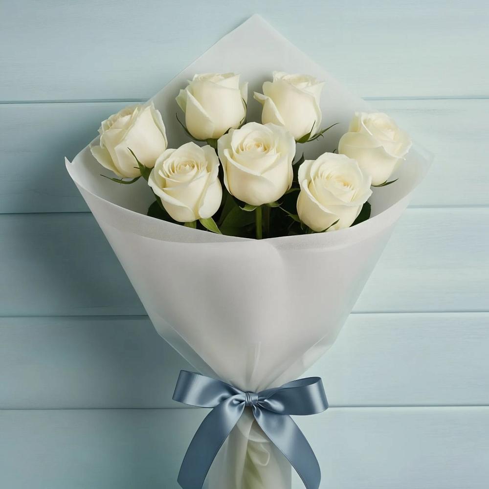Букет 7 Белых роз Эдлесс Лав в Ябедино